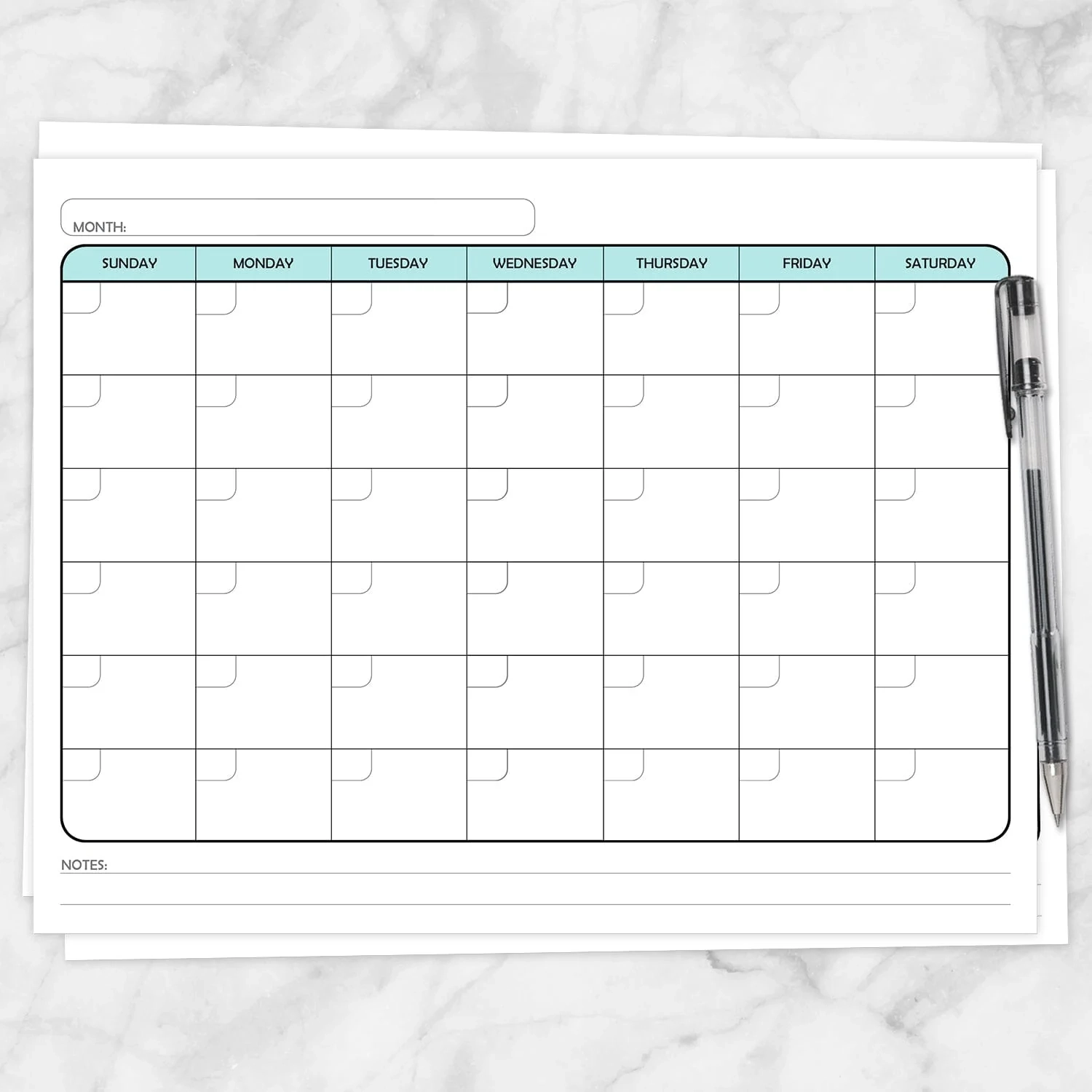 Free Printable Blank Calendar Modern