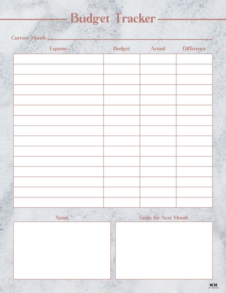 Monthly Budget Worksheet Printable