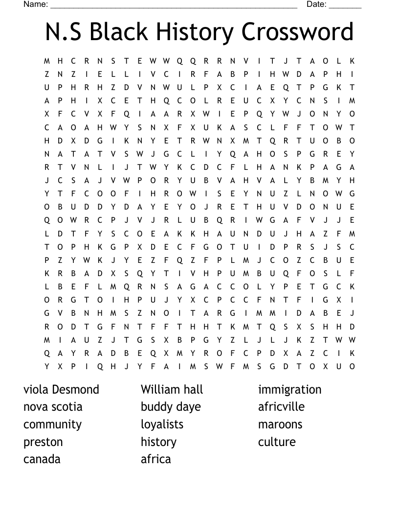 Black History Crossword Puzzles Printable
