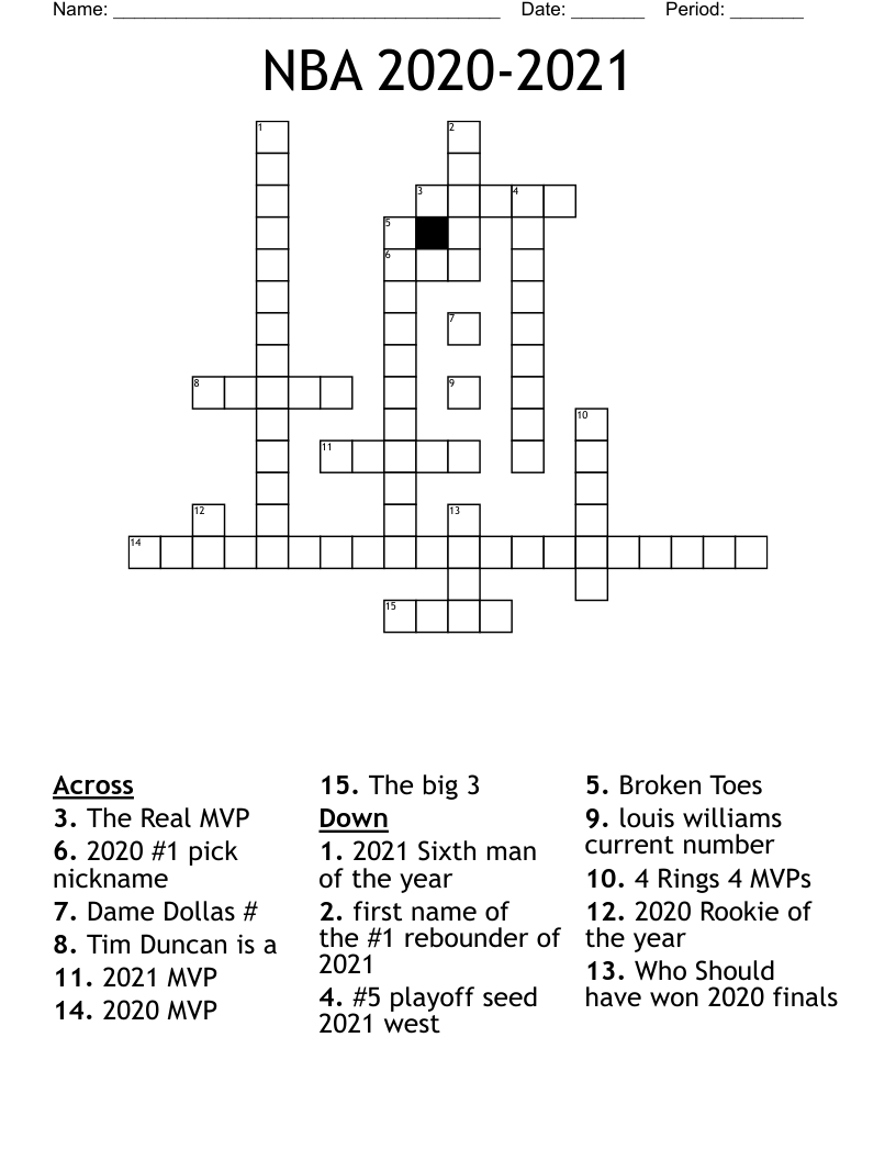 Printable Crossword Puzzles 2021