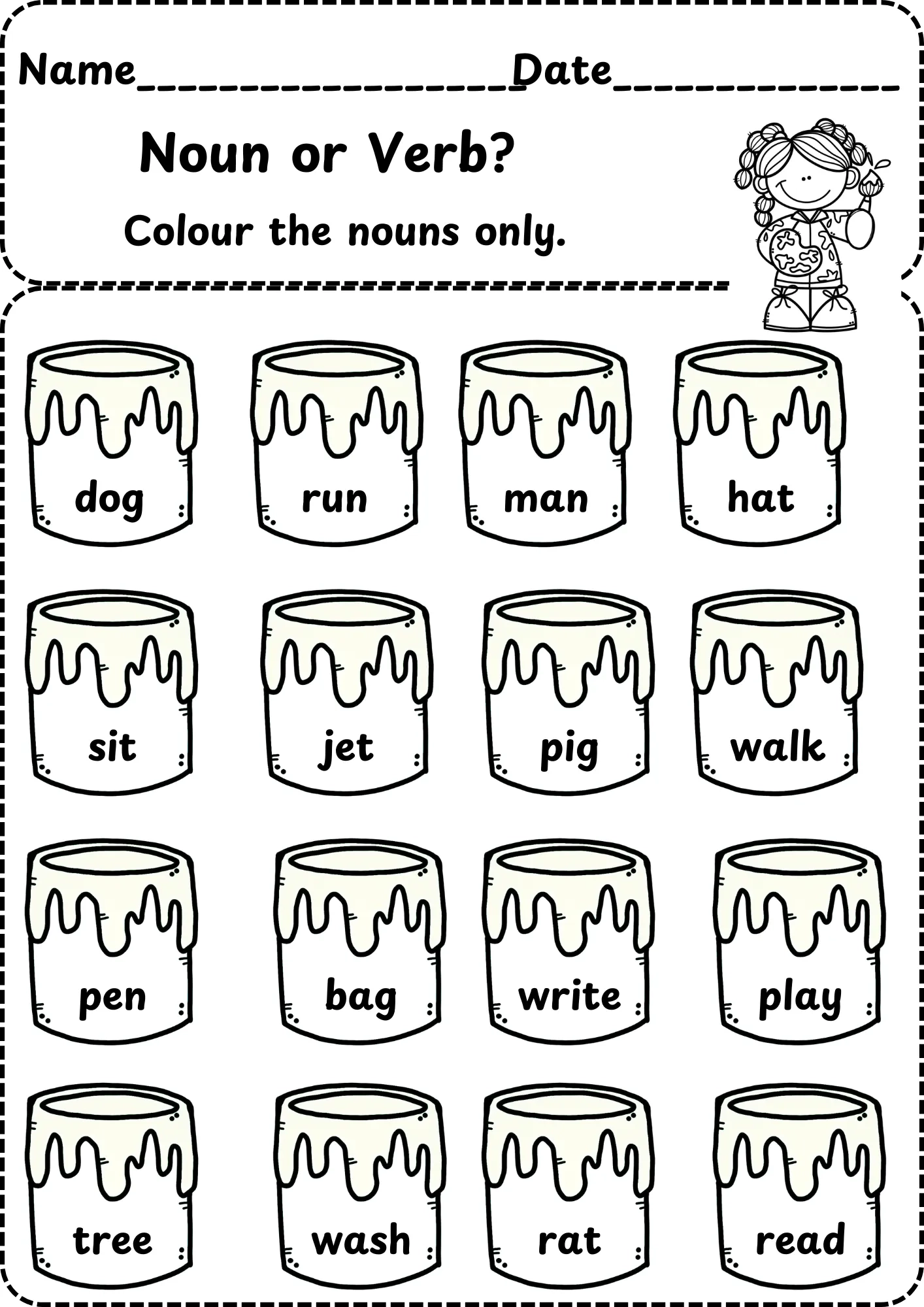 Free Printable Noun Verb Worksheets
