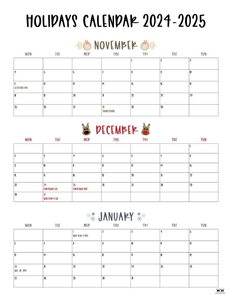 November December 2024 Calendars 28 Printables Printabulls