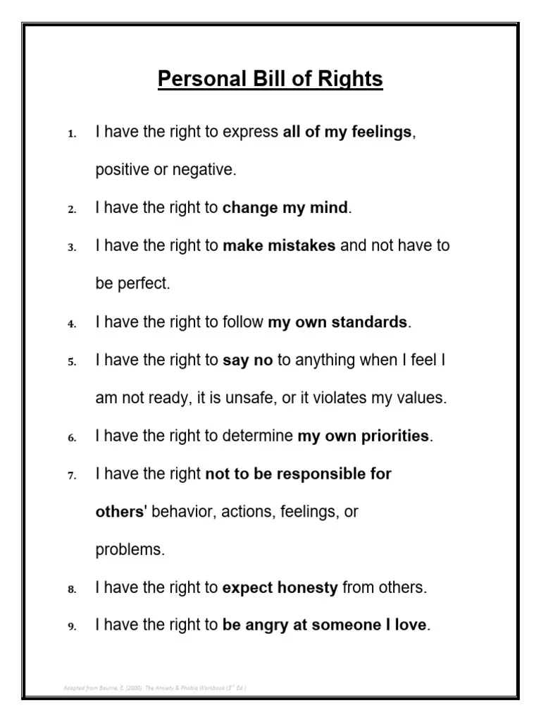 Personal Bill Of Rights PDF Social Science Self Improvement