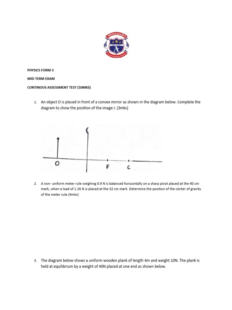 Physics Form 3 Midterm 1 PDF Refraction Refractive Index