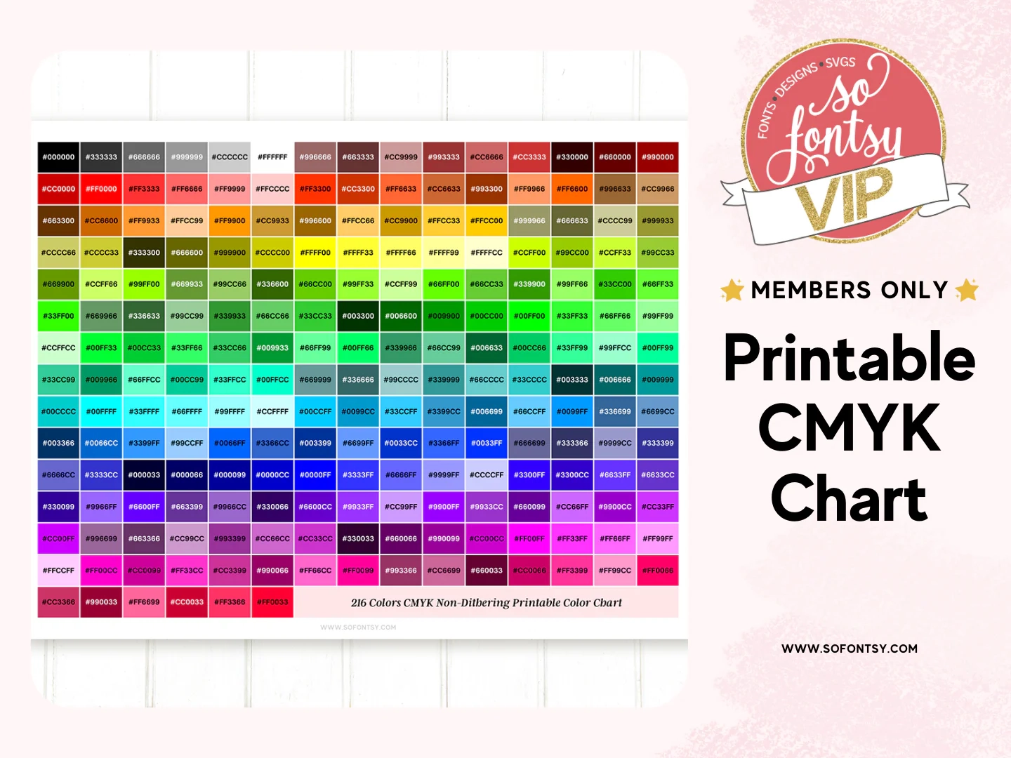 Printable CMYK Color Chart So Fontsy