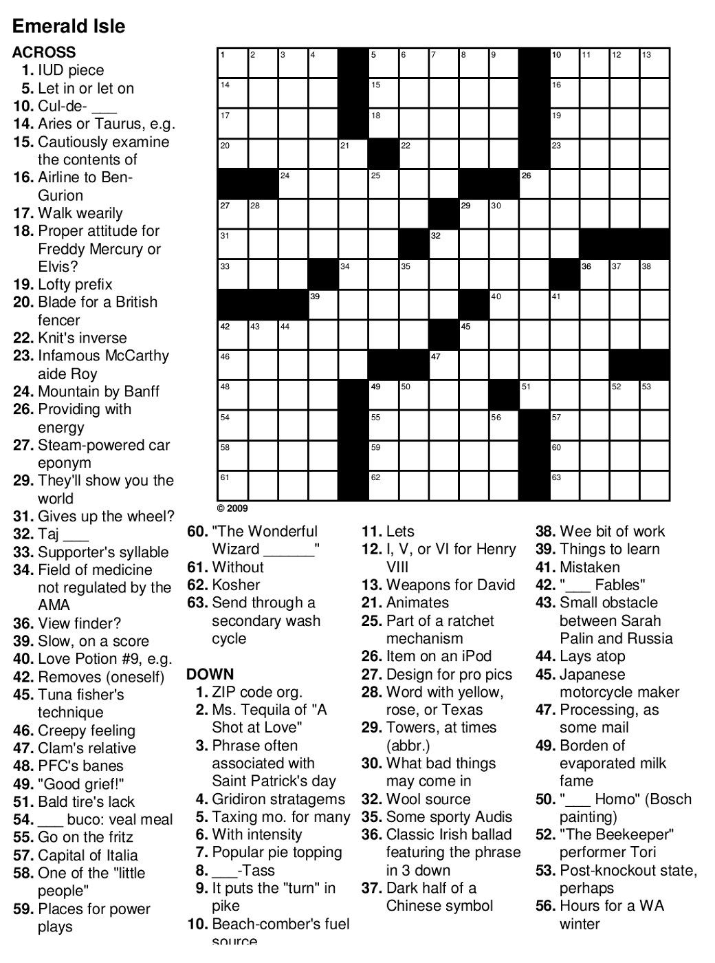 Printable Crossword Puzzles Easy For Adults