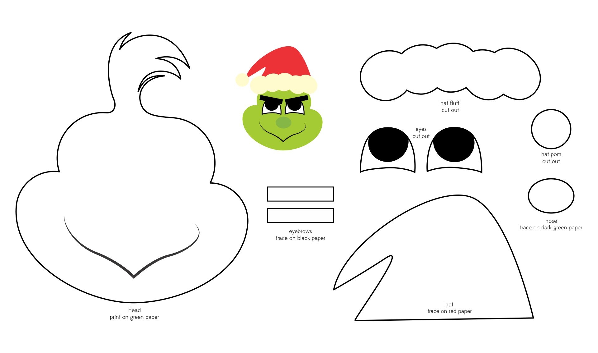 Printable Grinch Face Template Worksheets Library