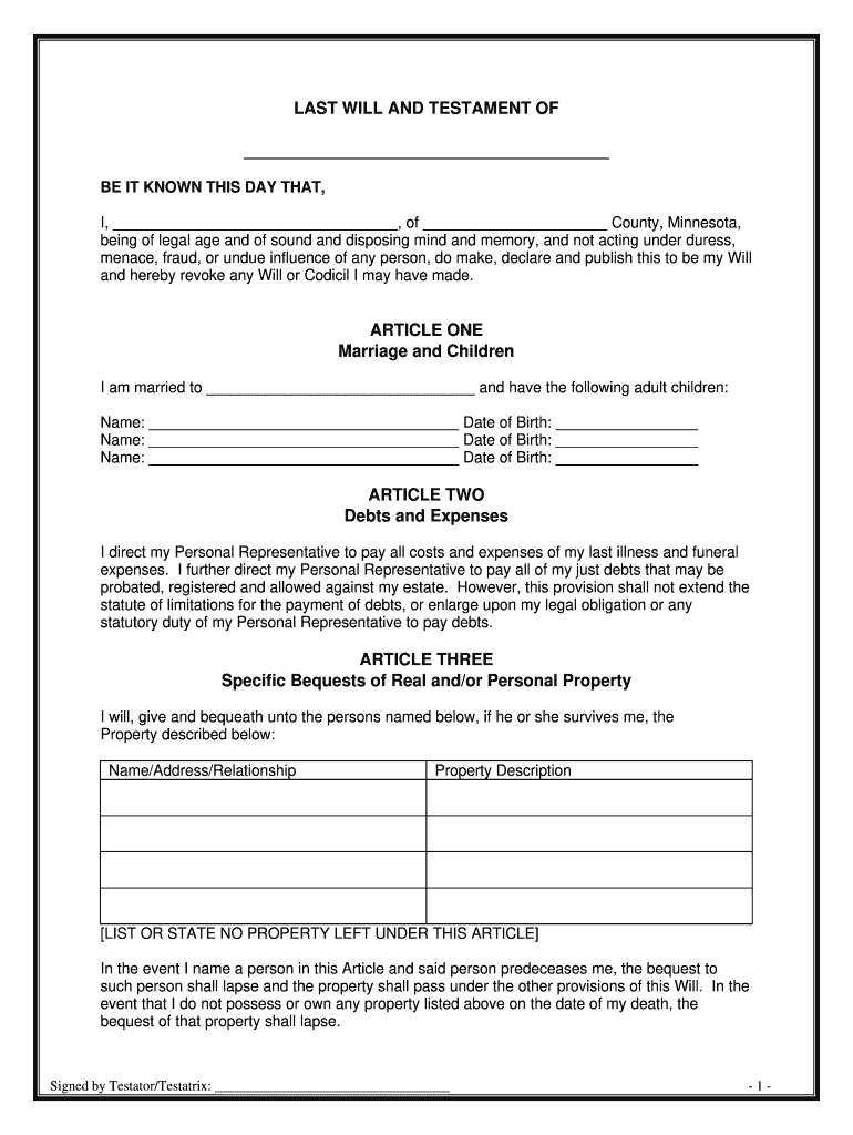 Printable Legal Will Forms Printable Bingo Cards