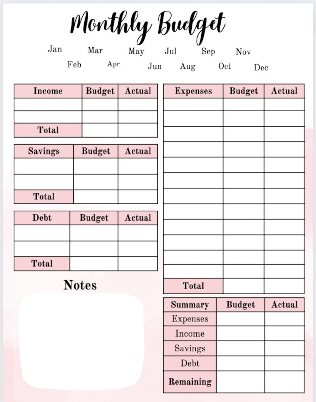 Free Printable Budget Worksheets Uk