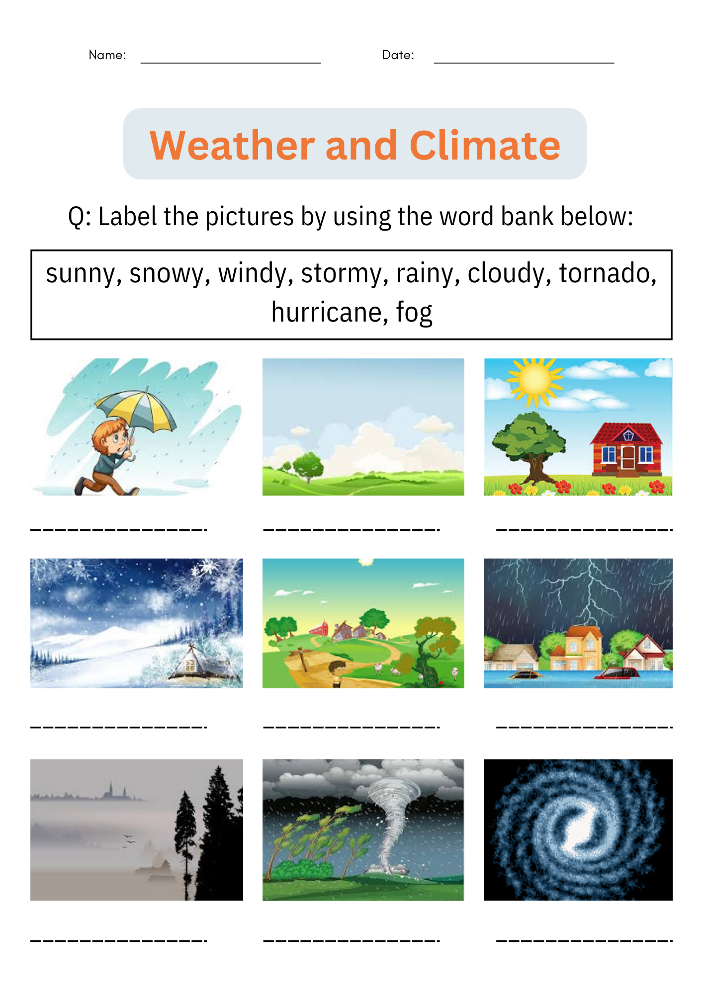 Climate Weather Worksheets Free Printable