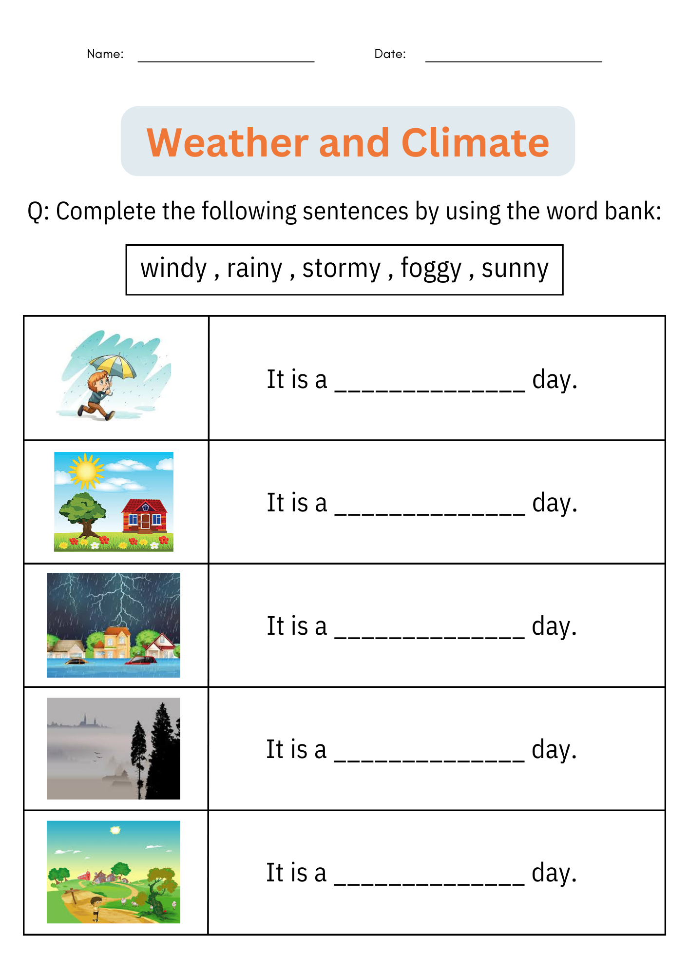 Printable Weather And Climate Activities Worksheet Earth Science 