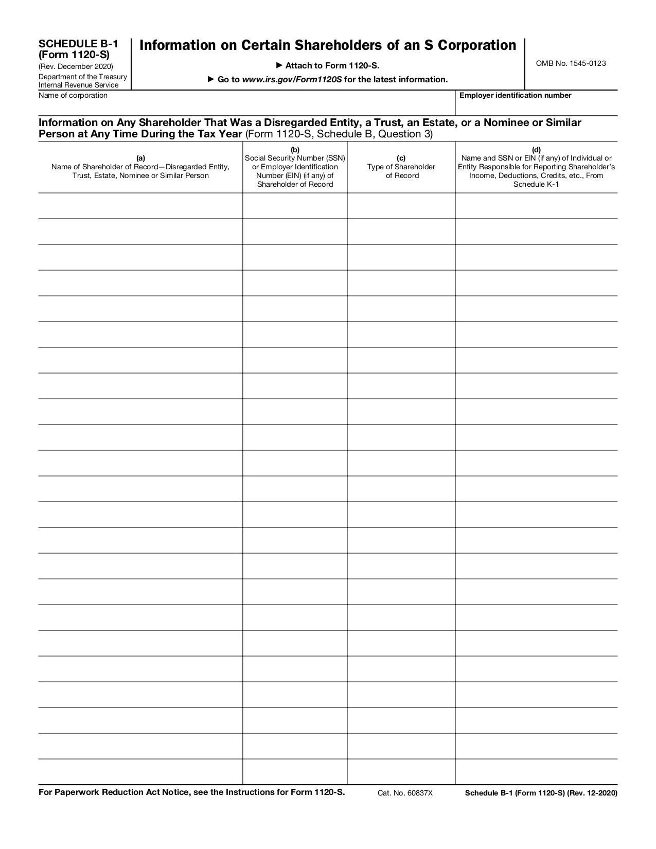 Form 1120 2020 Pdf