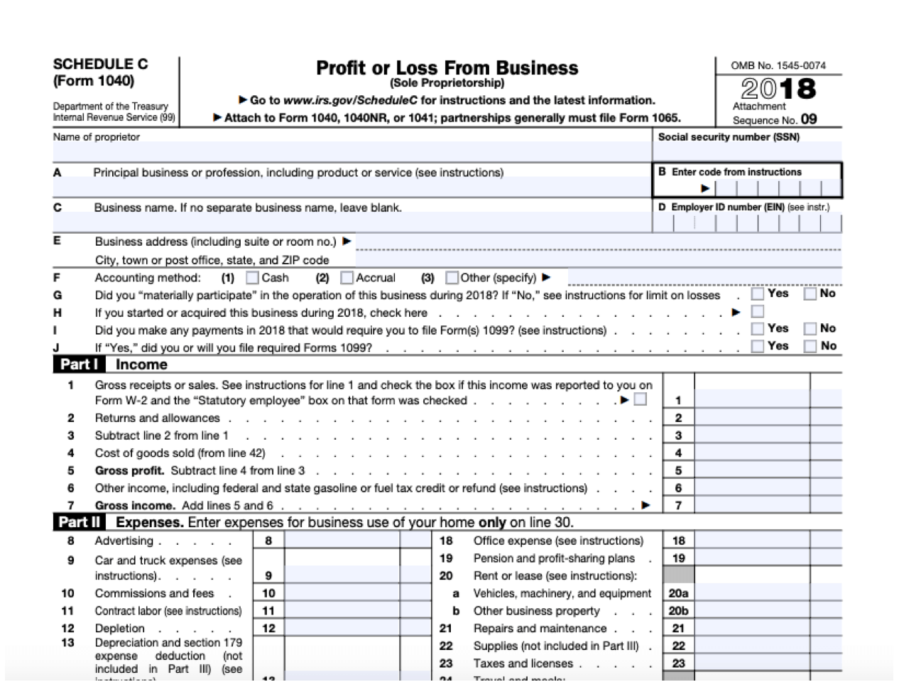 Irs Form Schedule C