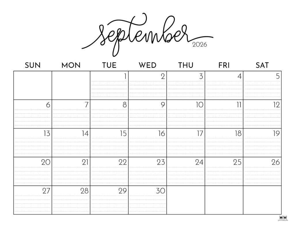 Free Printable Calendar 2026 September