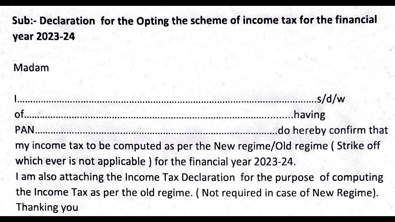 Income Tax Declaration Form 2023 24