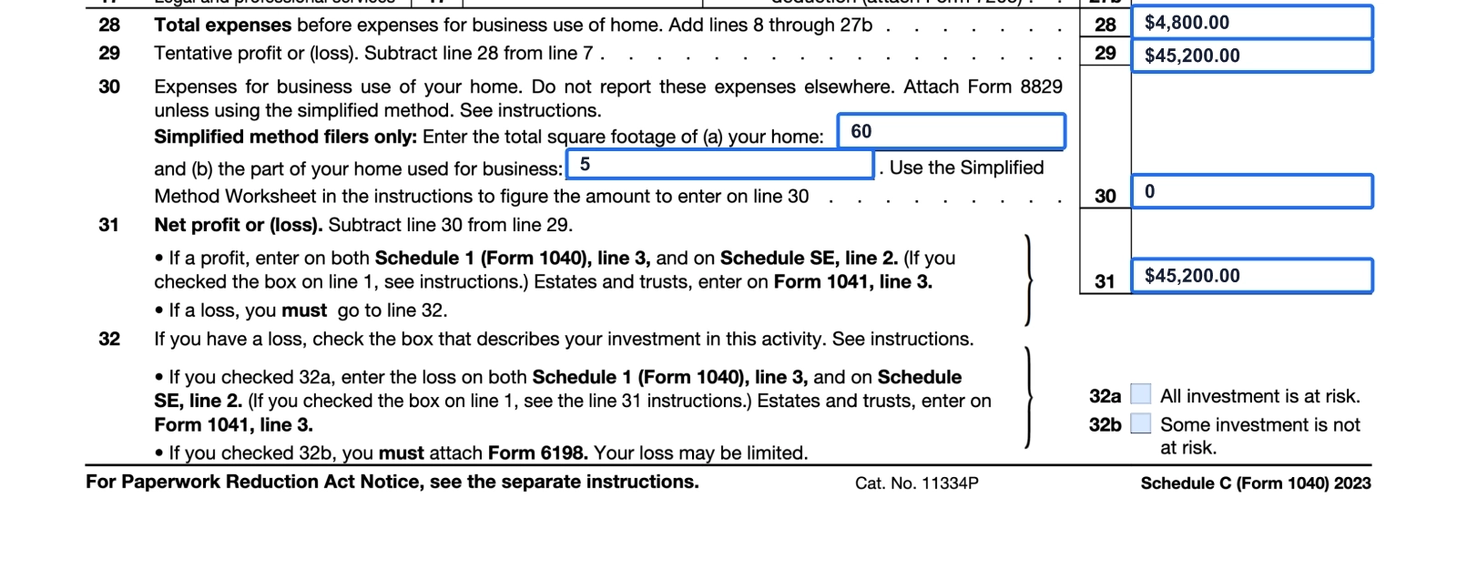 Irs Form 1040 Schedule C