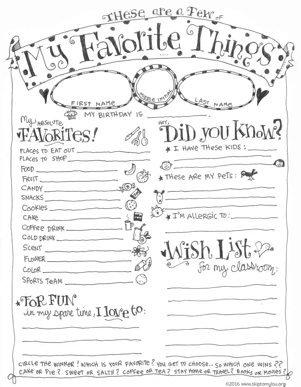 Template My Favorite Things List Free Printable Printable Bingo 
