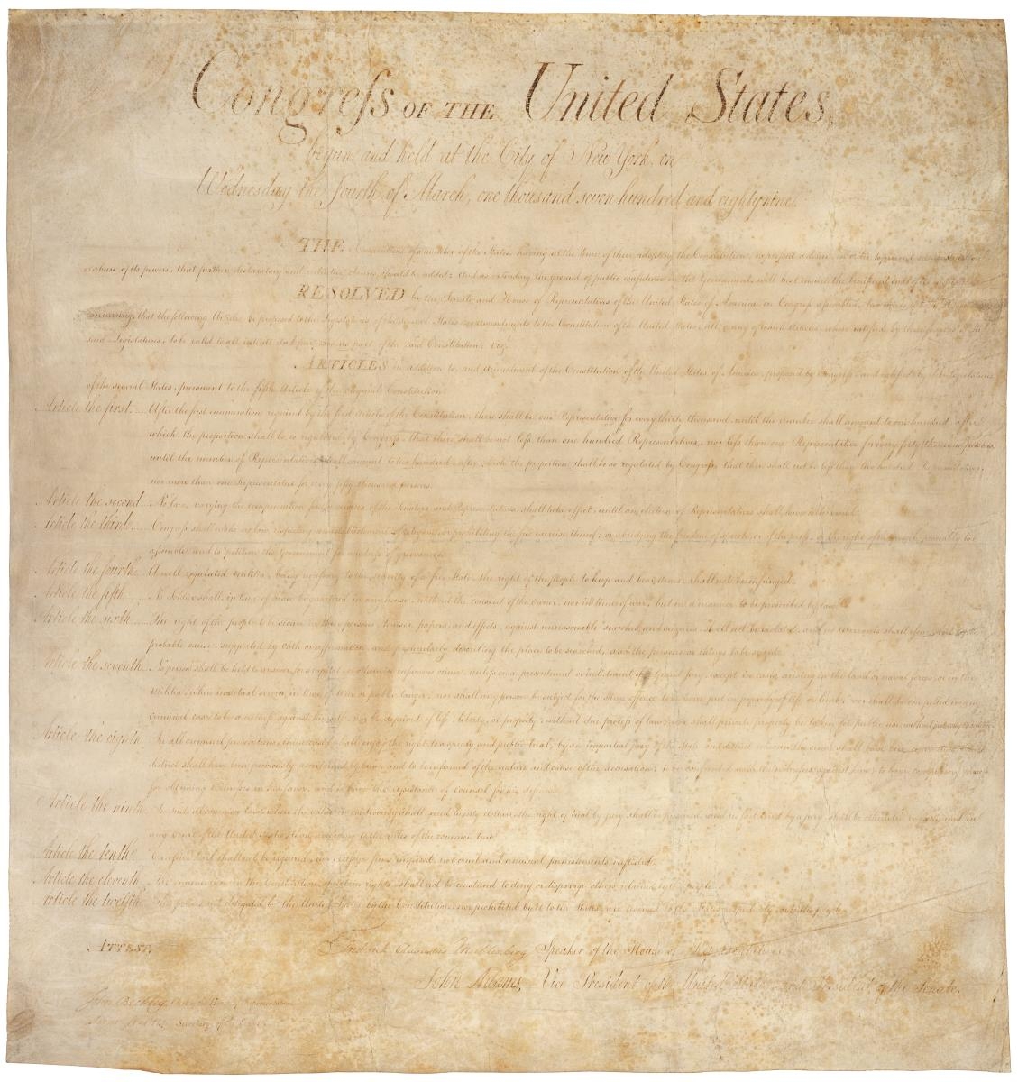 The Bill Of Rights A Transcription National Archives
