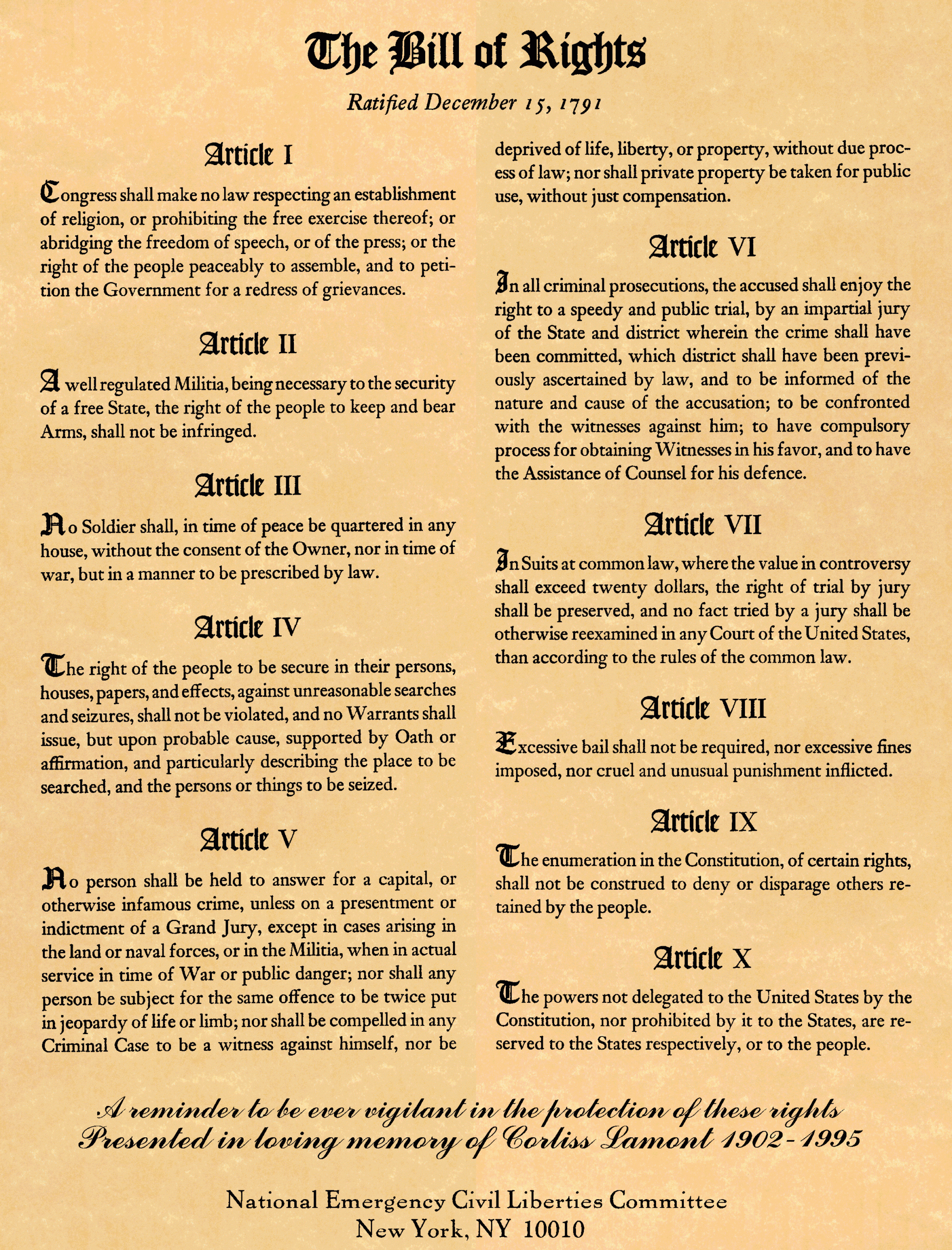 Printable Bill Of Rights Pdf