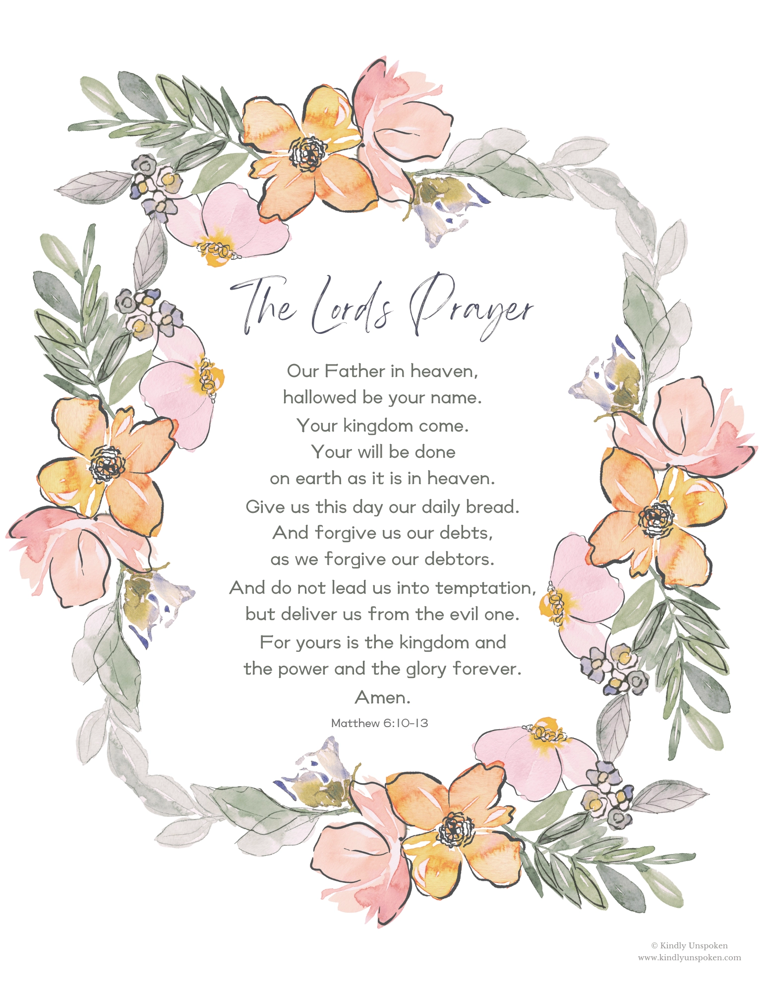 The Lord s Prayer Printable PDF Free Bible Wall Art Kindly 