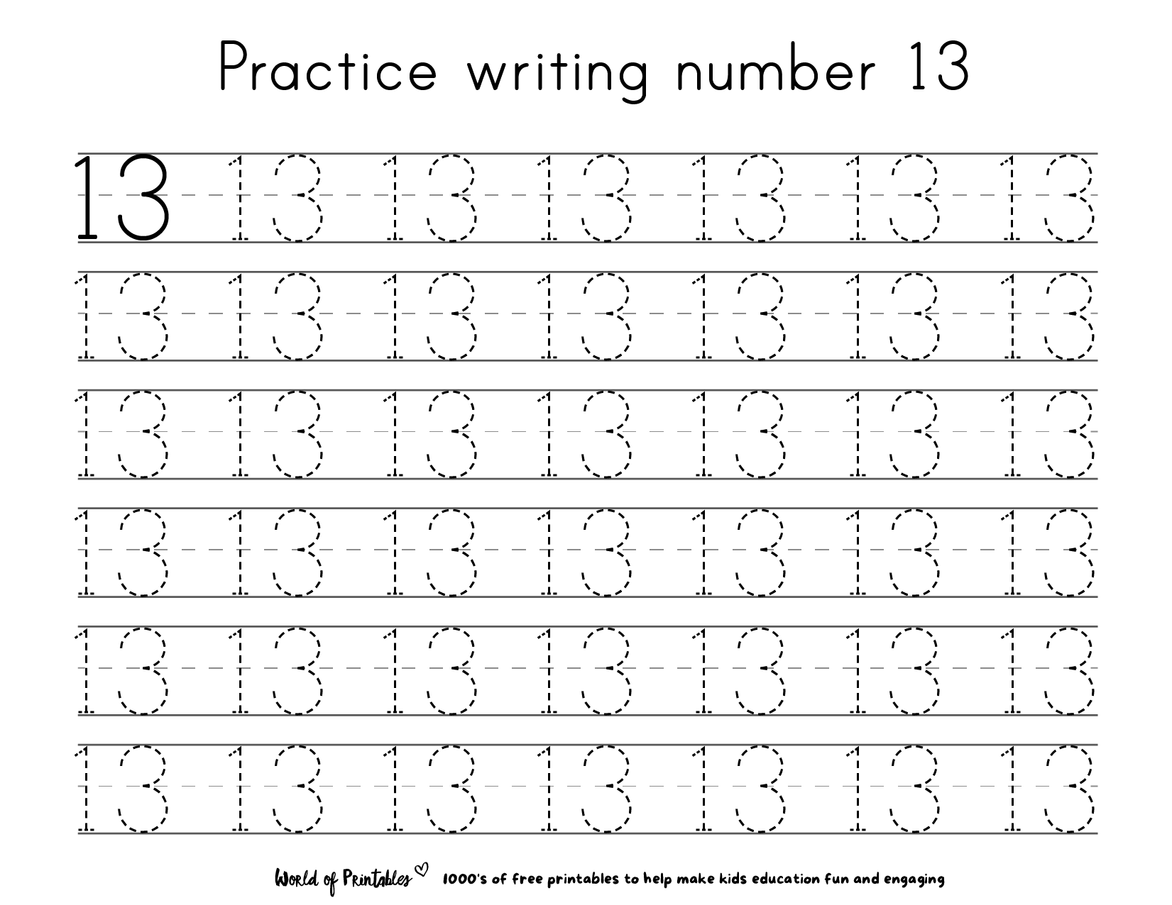 Printable Number Writing Worksheets