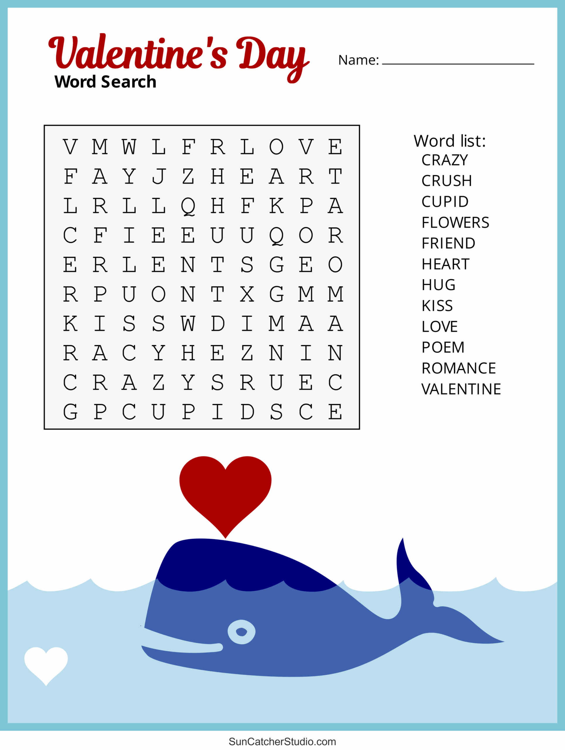 Printable Valentine Word Search Puzzles