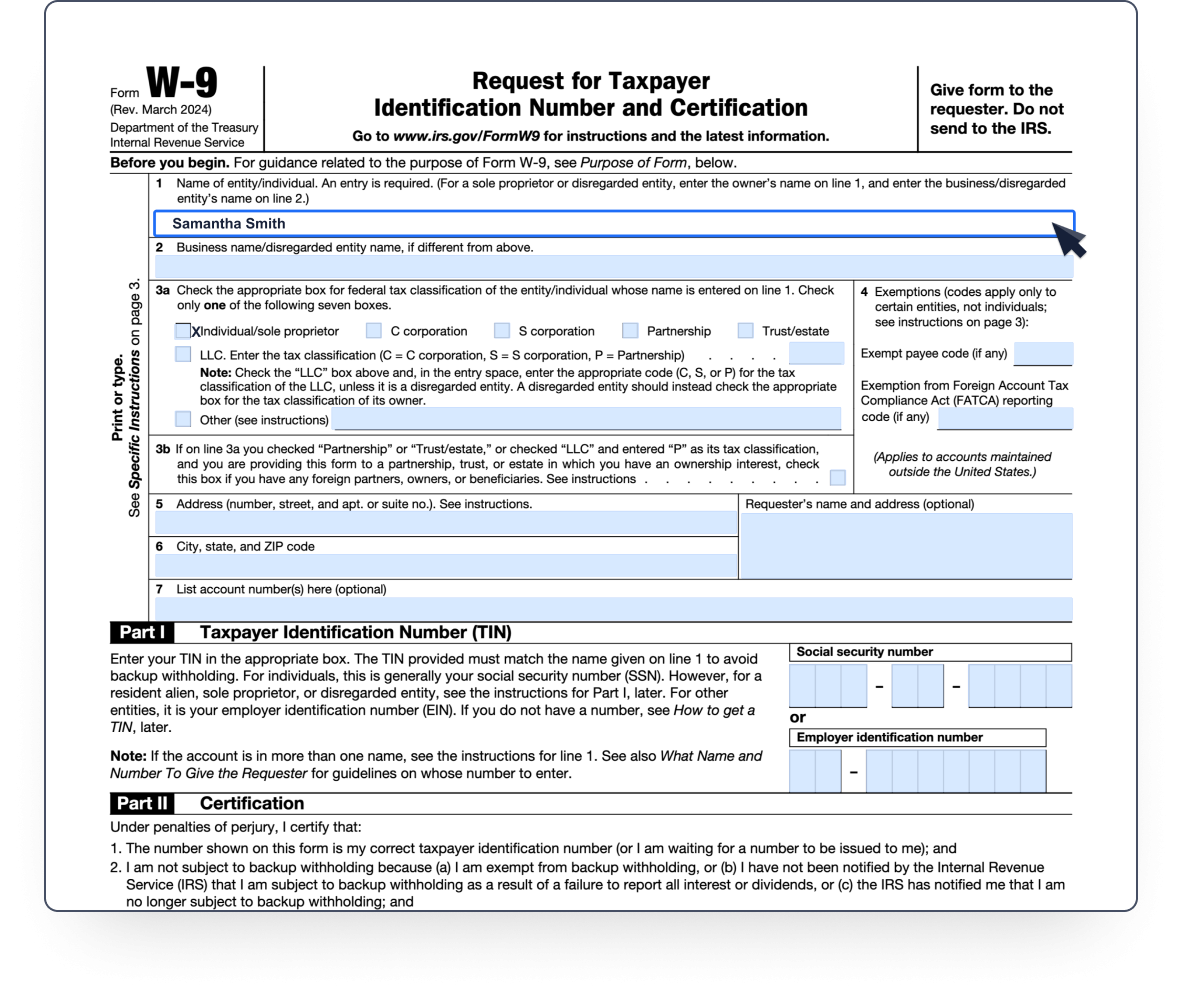 W9 Form 2024 In Word