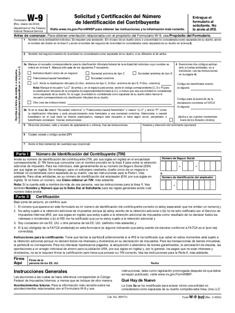 W9 Formulario El Formulario Se Puede Rellenar En L nea Imprimir 