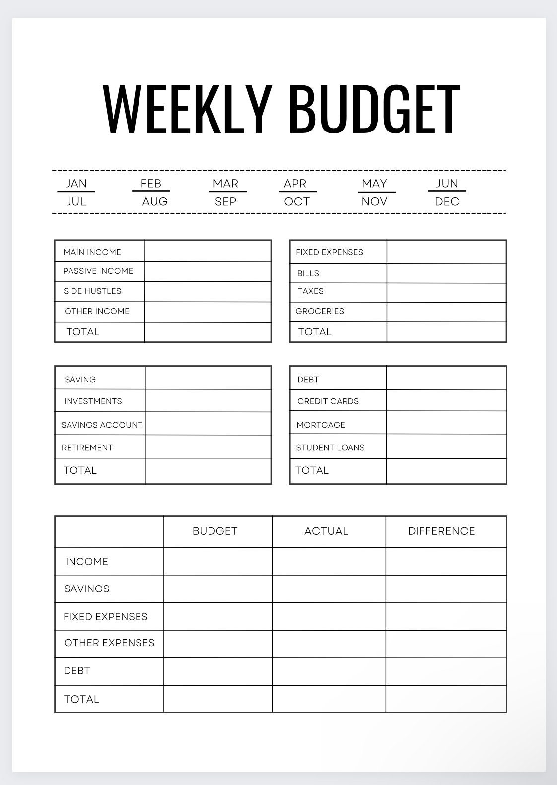 Weekly Budget biweekly Budget budget Template budget By Paycheck 