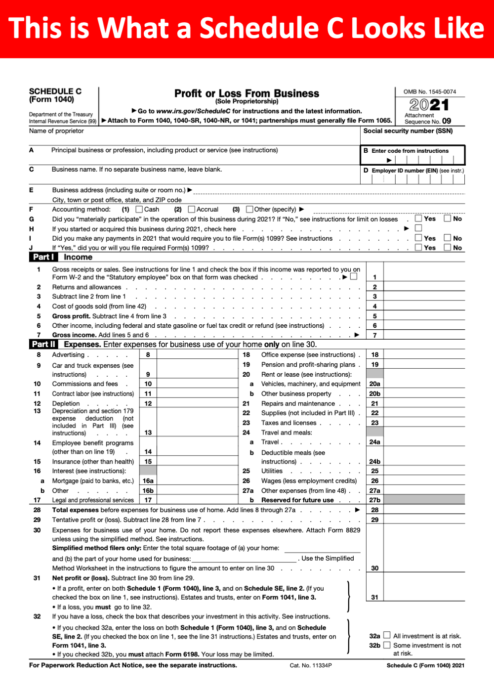What Is An IRS Schedule C Form What Is 1040 Schedule C 