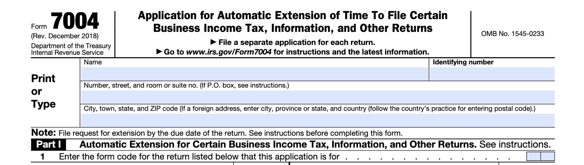 Where To Mail Irs Form 7004 Extension