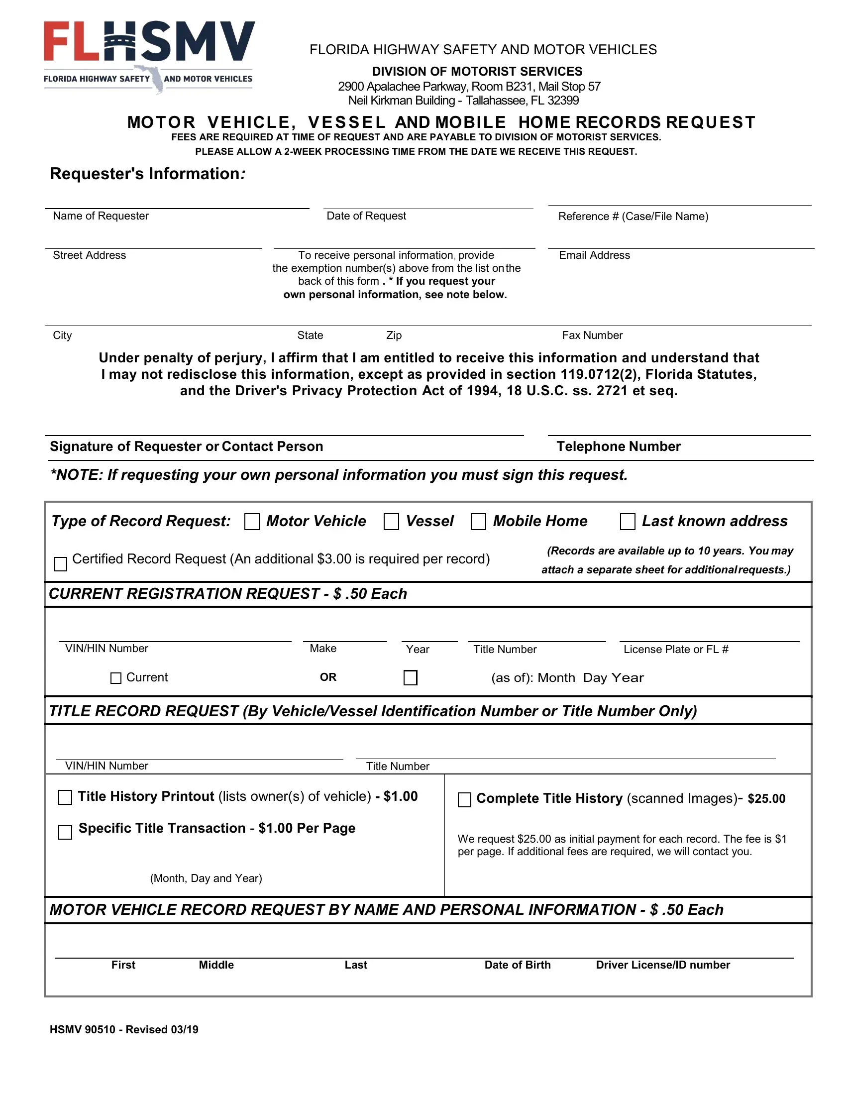 Fl Form Hsmv 83039