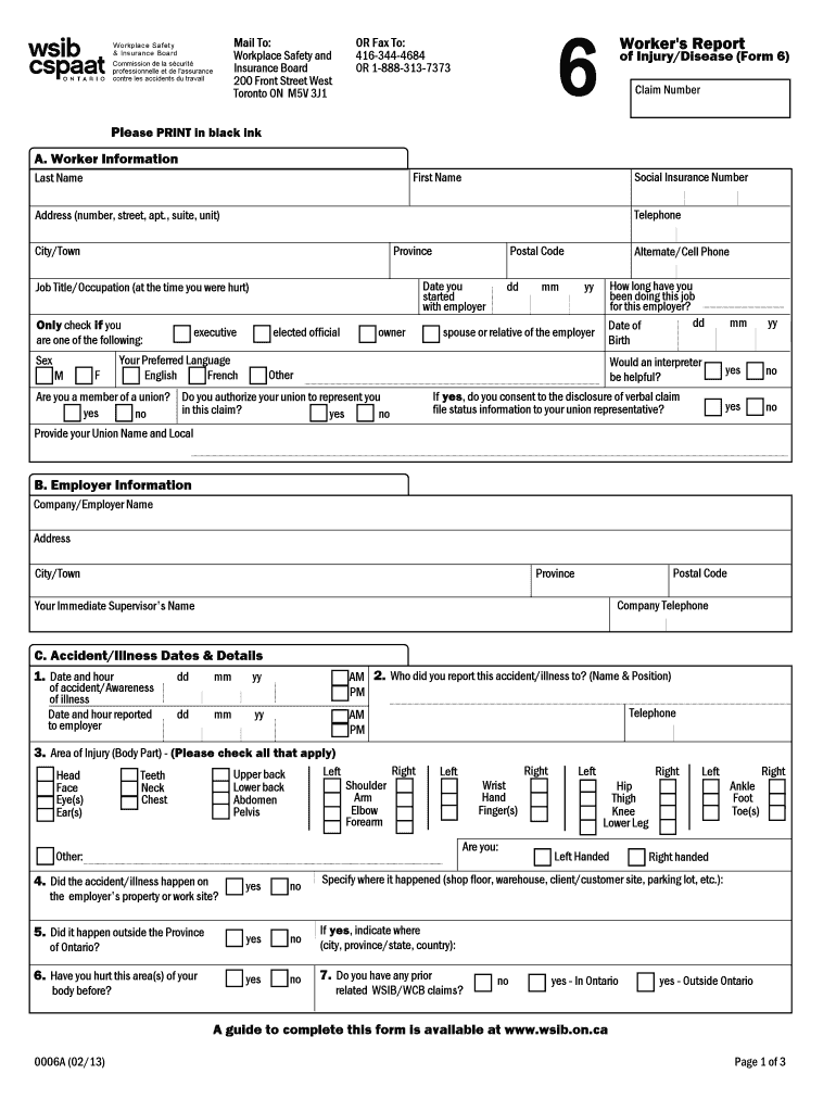 Wsib Form 6 Fill Out amp Sign Online DocHub