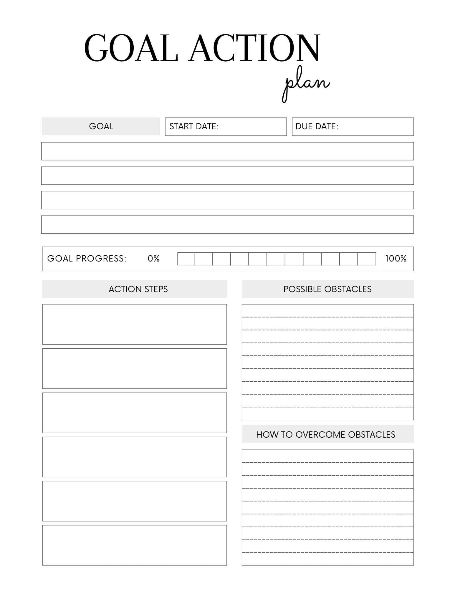 Goal Setting Worksheet Free Printable