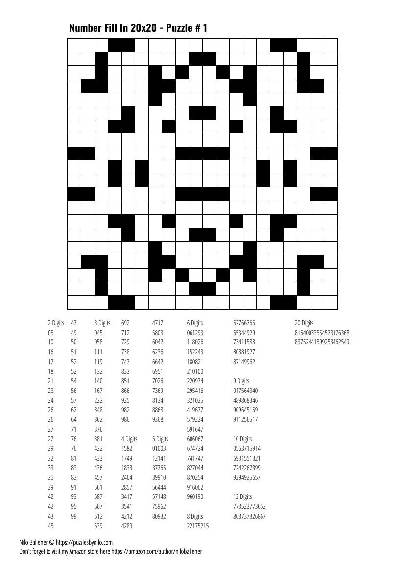 Printable Fill In Number Puzzles