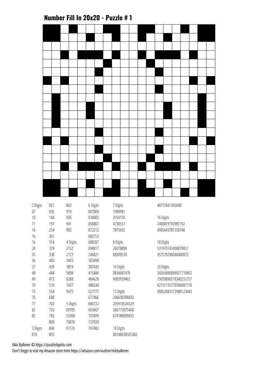 Number Fill In Puzzles Printable Free
