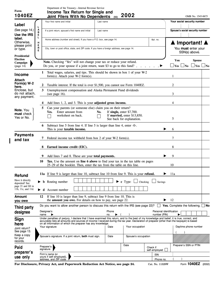 1040ez Fill Out amp Sign Online DocHub