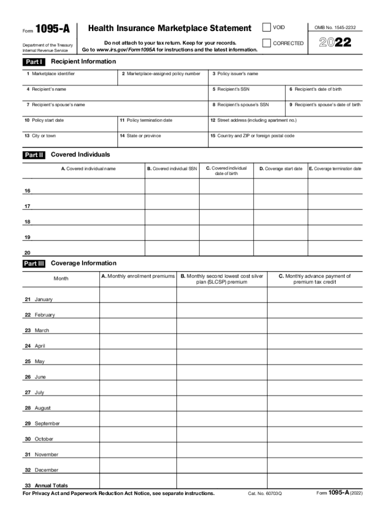 1095 A Form 2022 Fill Out amp Sign Online DocHub