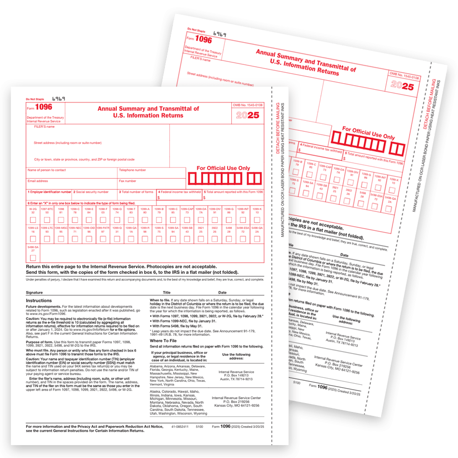 1096 Tax Forms Summary amp Transmittal Of 1099 DiscountTaxForms