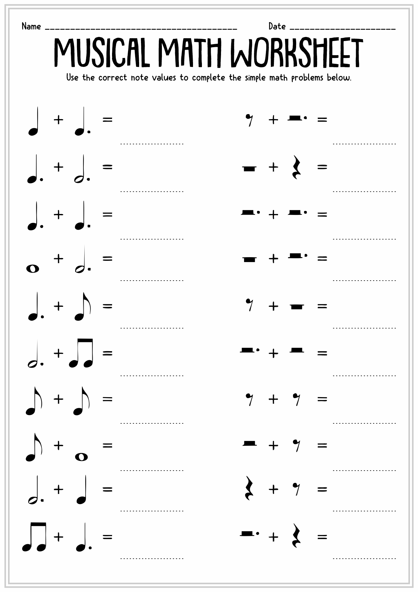 Free Printable Music Theory Worksheets