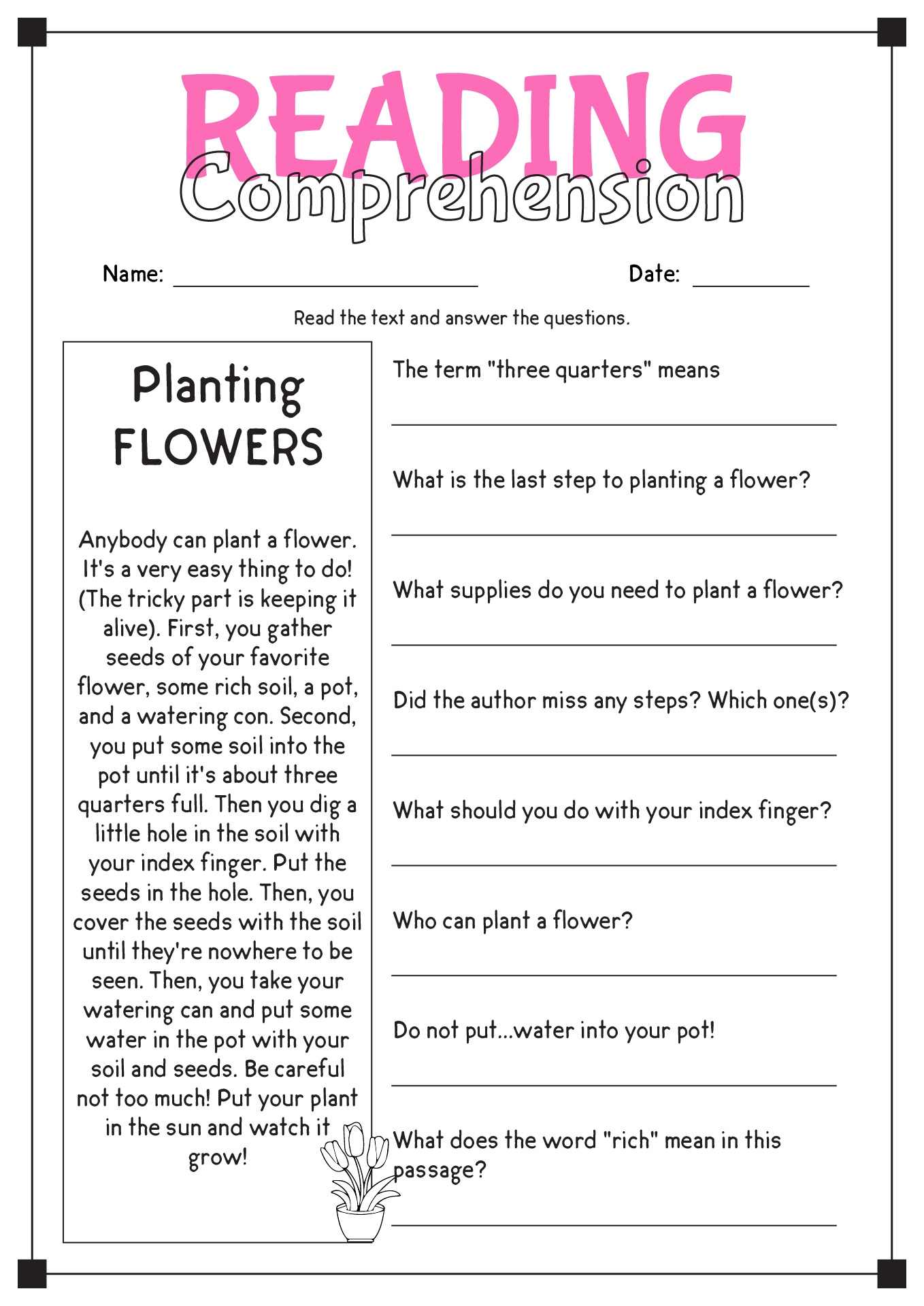 Free Printable Reading Worksheets For Adults