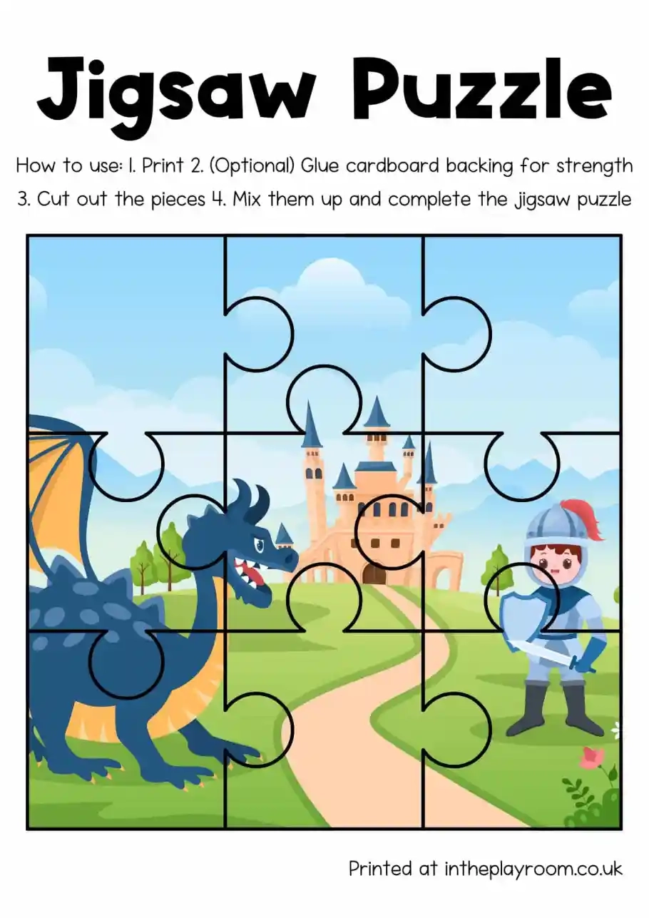 2 Piece Puzzle Printable