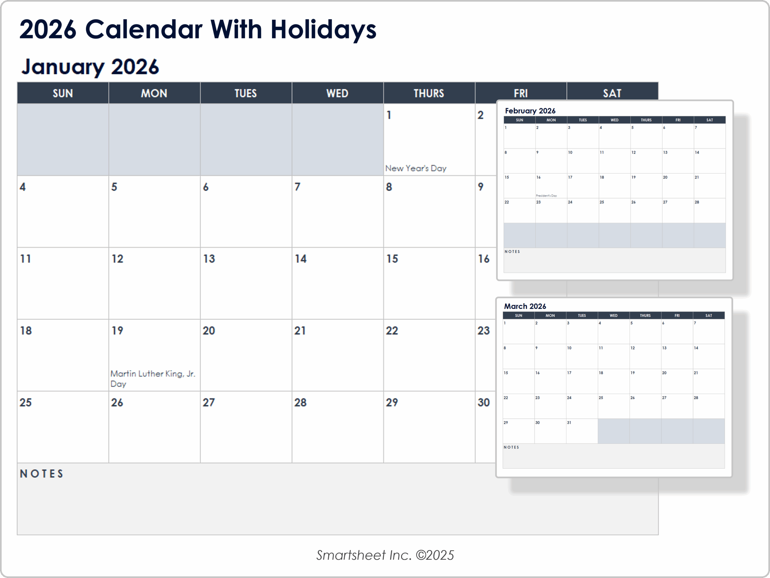 Blank Printable Google Calendar 2026