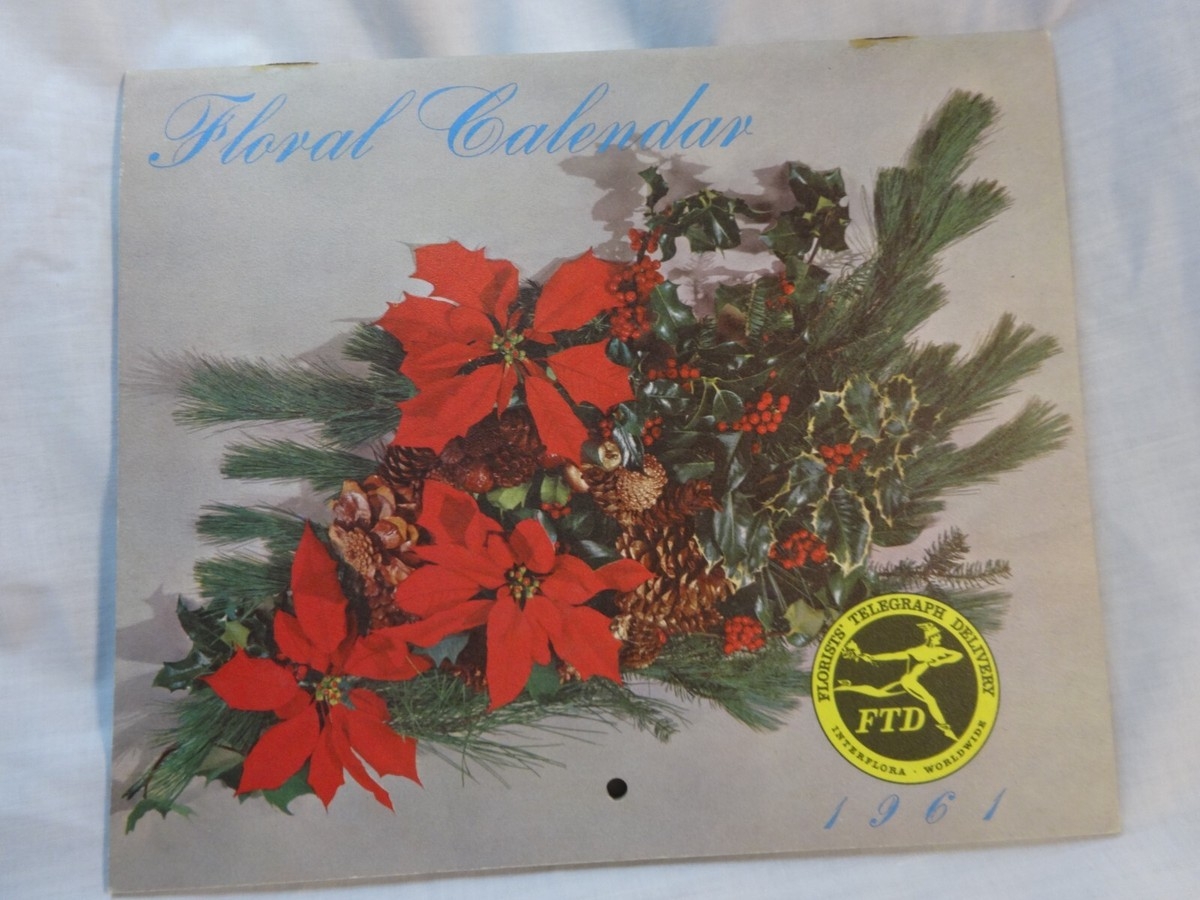1961 Vintage Calendar FTD Flowers Original Advertising Promotional 