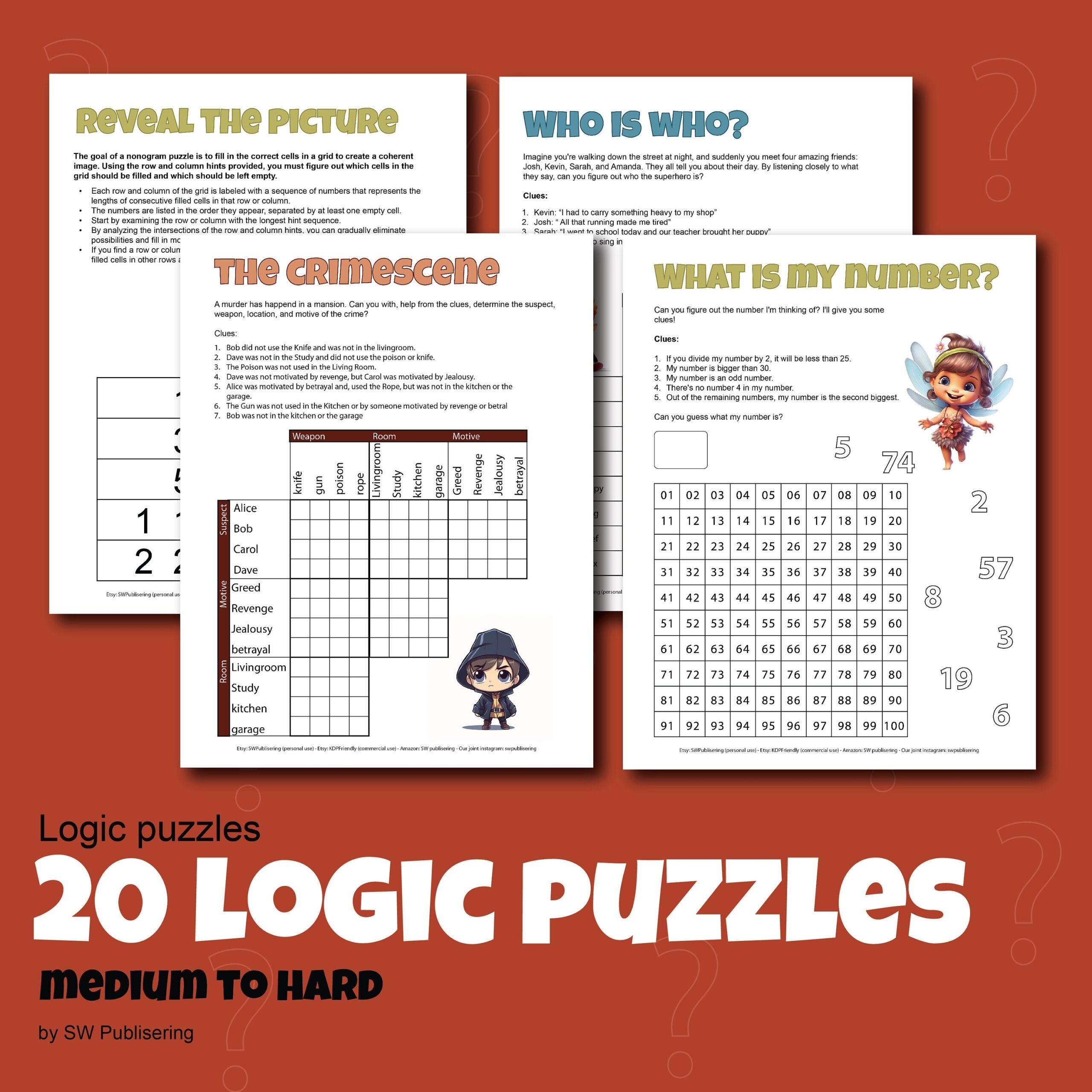 20 LOGIC PUZZLES For Kids Printable Instant Download Pdf In Letter 
