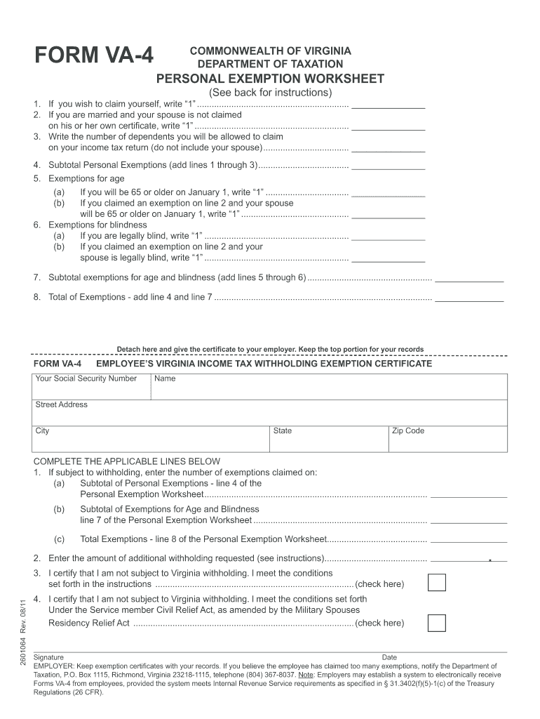 2011 2025 Form VA DoT VA 4 Fill Online Printable Fillable Blank 