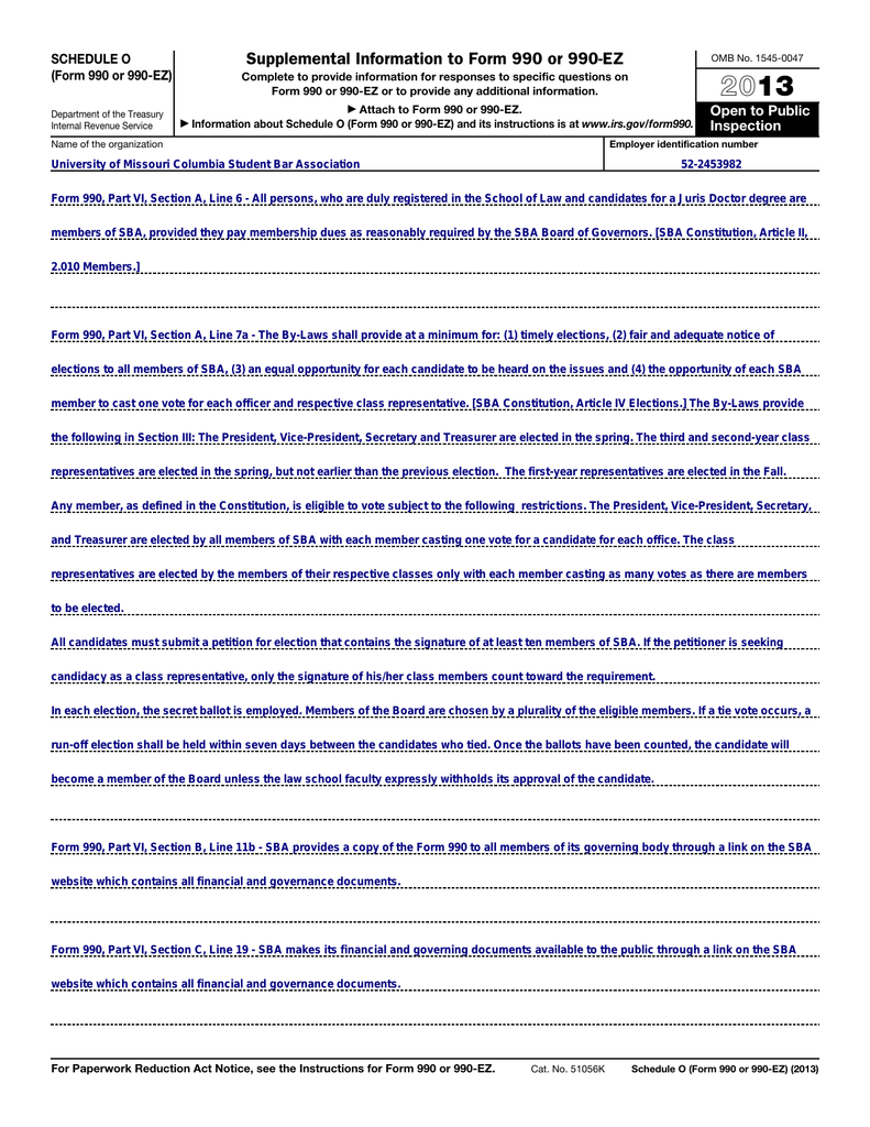 Irs Form 990 Ez Schedule O Instructions