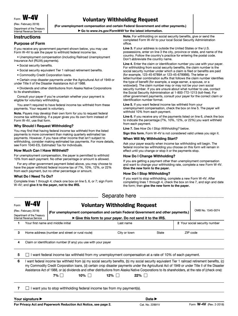 2018 2025 Form IRS W 4V Fill Online Printable Fillable Blank 