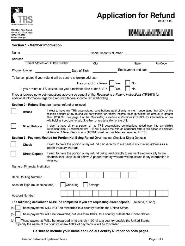 2019 2025 Form TX TRS 6 Fill Online Printable Fillable Blank 