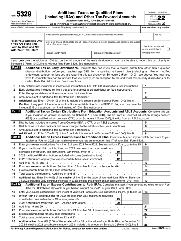 Printable Form 5329 2022